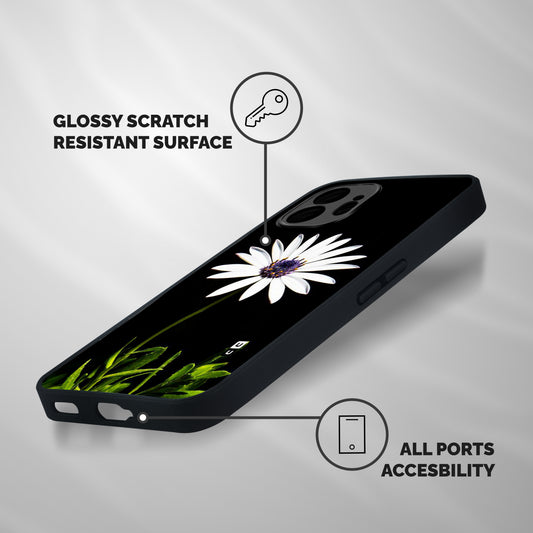 Flower White Spring Shockproof Hybrid Protection (Metal + TPU) Back Case Cover