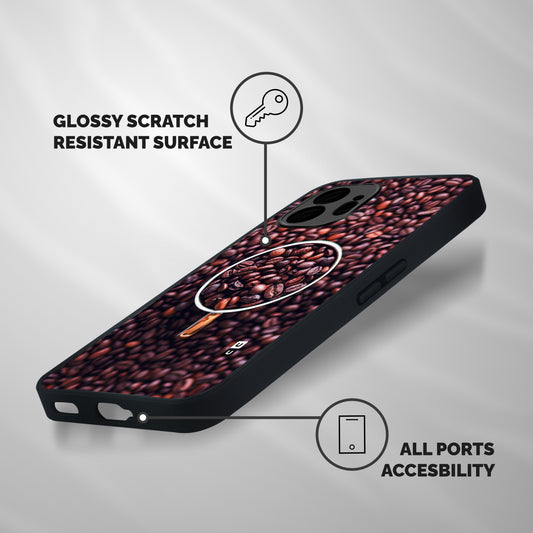 Focus Coffee Beans Shockproof Hybrid Protection (Metal + TPU) Back Case Cover