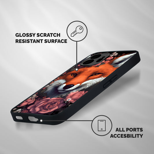 Fox and Roses Shockproof Hybrid Protection (Metal + TPU) Back Case Cover