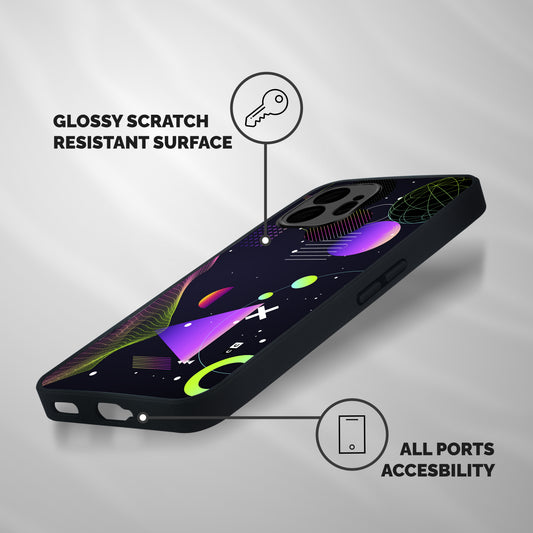 Geometrical Wireframe Shockproof Hybrid Protection (Metal + TPU) Back Case Cover