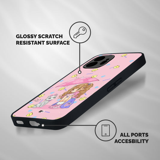 Girl With Cat Shockproof Hybrid Protection (Metal + TPU) Back Case Cover