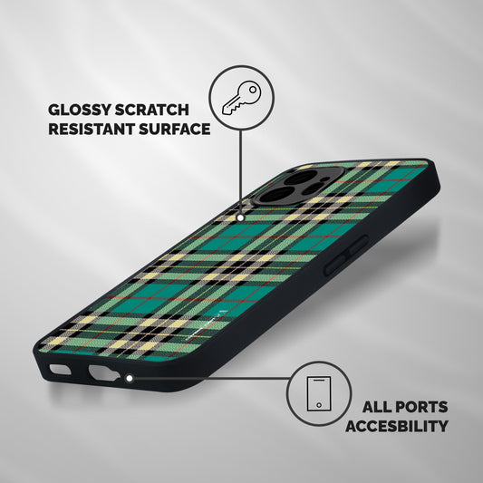 Green Check Shockproof Hybrid Protection (Metal + TPU) Back Case Cover