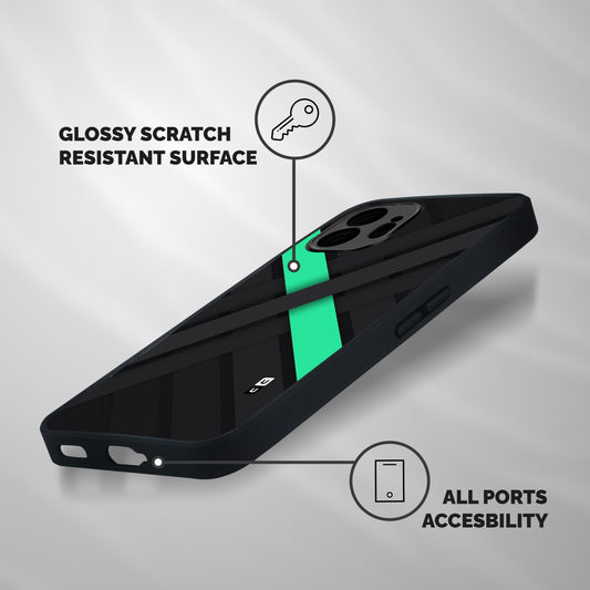 Green Stripe Diagonal Shockproof Hybrid Protection (Metal + TPU) Back Case Cover