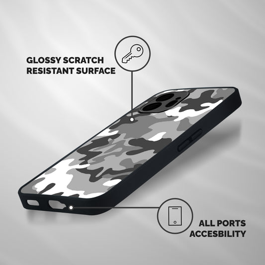 Grey Military Shockproof Hybrid Protection (Metal + TPU) Back Case Cover