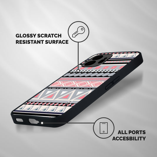 Grey Pink Pattern Shockproof Hybrid Protection (Metal + TPU) Back Case Cover