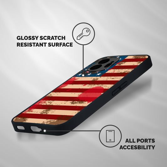 Grunge USA Flag Shockproof Hybrid Protection (Metal + TPU) Back Case Cover