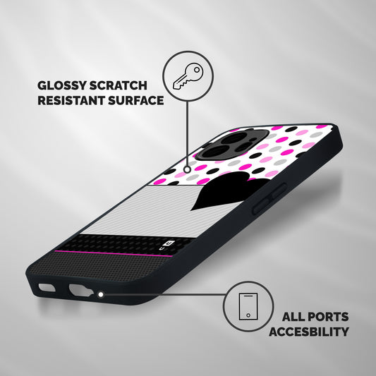 Heart Polka Stripes Shockproof Hybrid Protection (Metal + TPU) Back Case Cover