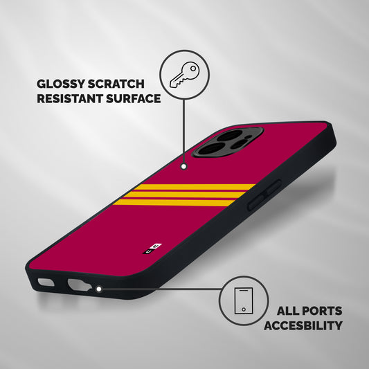 Horizontal Sports Stripes Shockproof Hybrid Protection (Metal + TPU) Back Case Cover