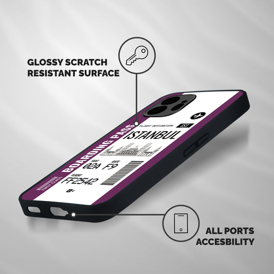 Istanbul Boarding Pass Shockproof Hybrid Protection (Metal + TPU) Back Case Cover