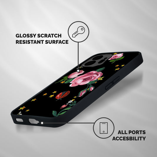 Ladybird And Floral Shockproof Hybrid Protection (Metal + TPU) Back Case Cover