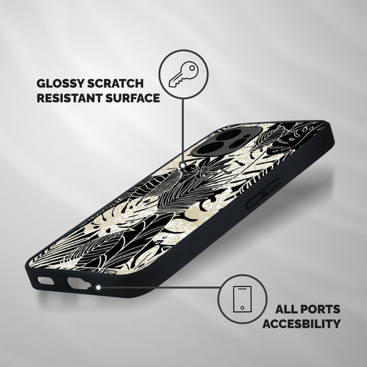 Leaf Pattern Shockproof Hybrid Protection (Metal + TPU) Back Case Cover
