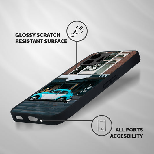 Mini Blue Car Shockproof Hybrid Protection (Metal + TPU) Back Case Cover