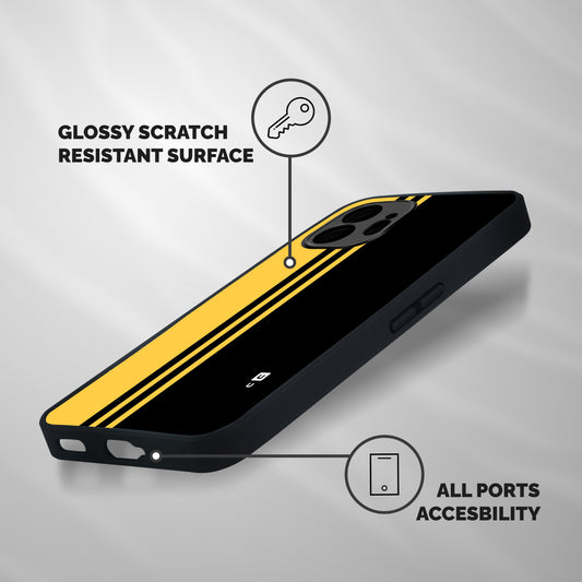 Minimal Yellow and Black Design Shockproof Hybrid Protection (Metal + TPU) Back Case Cover