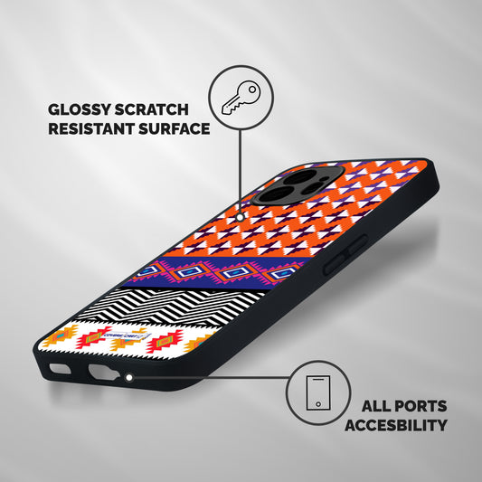 Mixed Pattern Aztec Shockproof Hybrid Protection (Metal + TPU) Back Case Cover