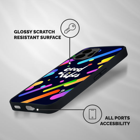 Multicolor Good Vibing Shockproof Hybrid Protection (Metal + TPU) Back Case Cover