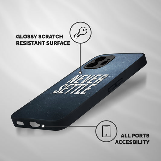 Never Settle Shockproof Hybrid Protection (Metal + TPU) Back Case Cover