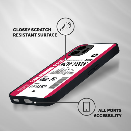 New York Boarding Pass Shockproof Hybrid Protection (Metal + TPU) Back Case Cover