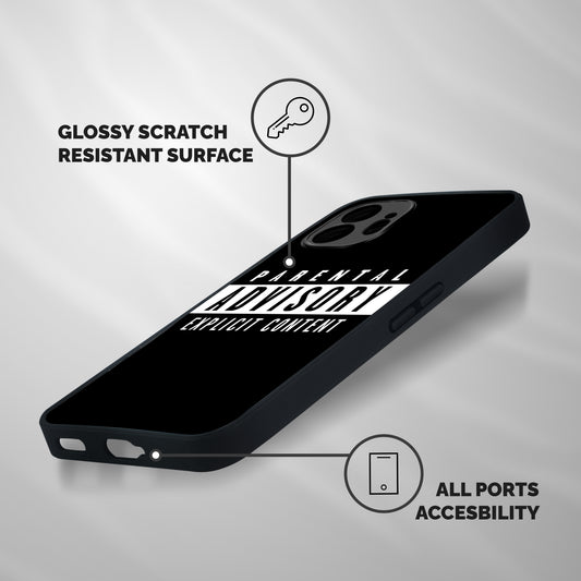 Parental Advisory Label Shockproof Hybrid Protection (Metal + TPU) Back Case Cover