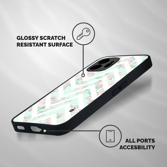 Pastel Floral Zig Zag Shockproof Hybrid Protection (Metal + TPU) Back Case Cover