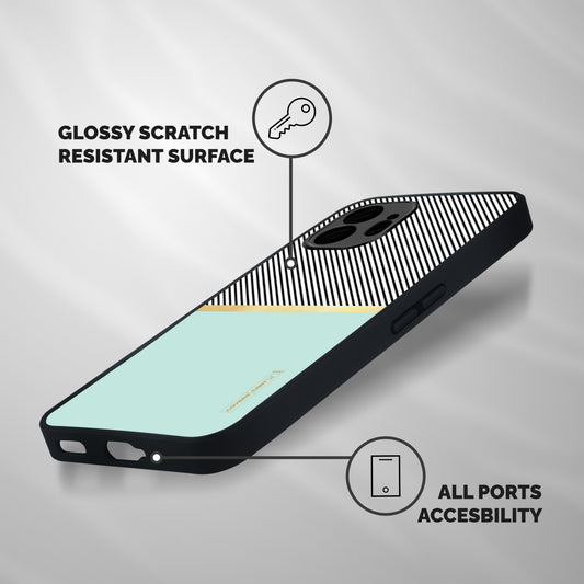 Pastel Green Base Stripes Shockproof Hybrid Protection (Metal + TPU) Back Case Cover