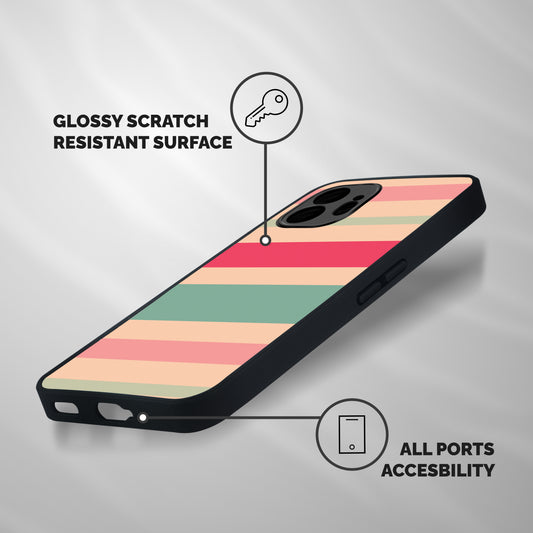 Pastel Stripes Vintage Shockproof Hybrid Protection (Metal + TPU) Back Case Cover