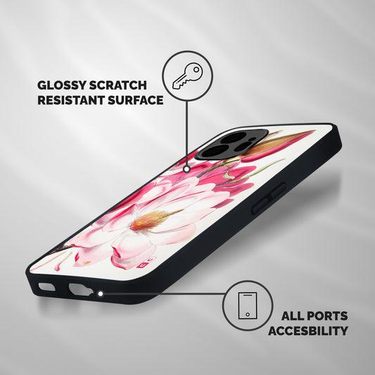 Pink Beautiful Flower Shockproof Hybrid Protection (Metal + TPU) Back Case Cover
