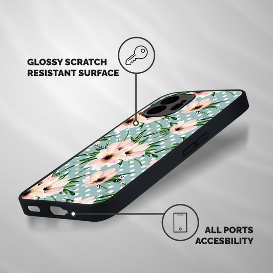 Polka Art Floral Shockproof Hybrid Protection (Metal + TPU) Back Case Cover
