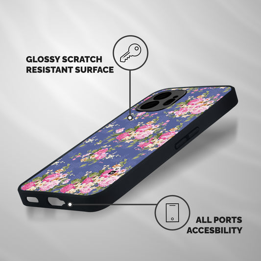Purple Pink Floral Shockproof Hybrid Protection (Metal + TPU) Back Case Cover