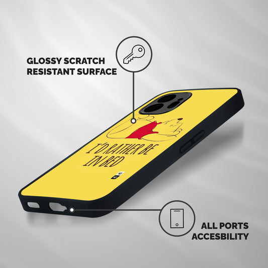 Rather Be In Bed Shockproof Hybrid Protection (Metal + TPU) Back Case Cover