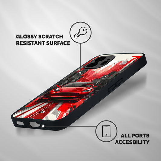 Red And Black Car Shockproof Hybrid Protection (Metal + TPU) Back Case Cover