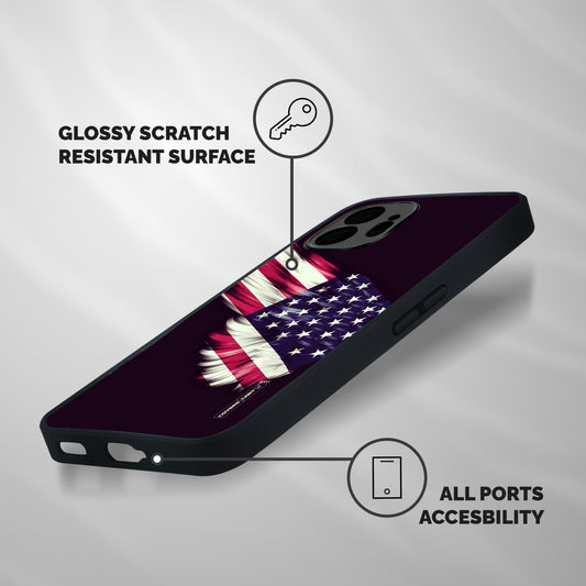 Red And White Stripes Stars Shockproof Hybrid Protection (Metal + TPU) Back Case Cover