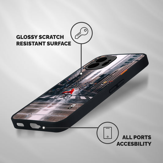 Red Bicycle Street Shockproof Hybrid Protection (Metal + TPU) Back Case Cover