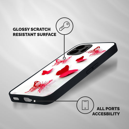 Red Butterflies Shockproof Hybrid Protection (Metal + TPU) Back Case Cover