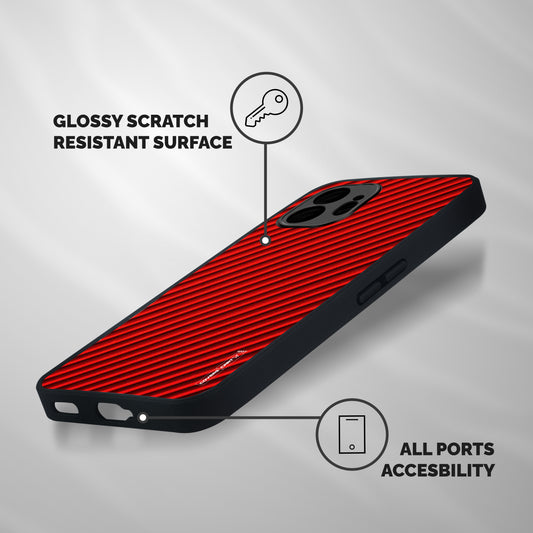 Red Rugged Stripes Shockproof Hybrid Protection (Metal + TPU) Back Case Cover