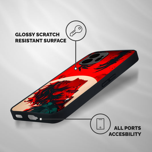 Red Tanjiro Shockproof Hybrid Protection (Metal + TPU) Back Case Cover