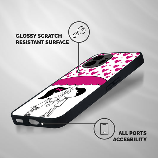 Romantic Couples with Hearts Shockproof Hybrid Protection (Metal + TPU) Back Case Cover