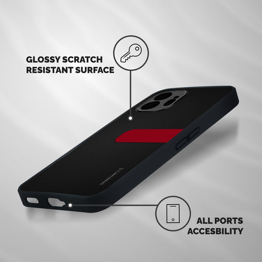 Single Red Stripe Shockproof Hybrid Protection (Metal + TPU) Back Case Cover