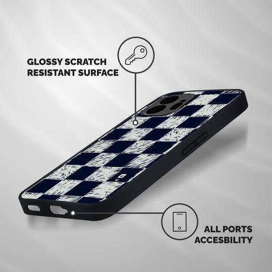Sketchy Check Design Shockproof Hybrid Protection (Metal + TPU) Back Case Cover