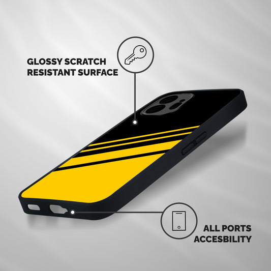 Slant Yellow Stripes Shockproof Hybrid Protection (Metal + TPU) Back Case Cover