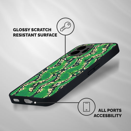 Snake Pattern Print Shockproof Hybrid Protection (Metal + TPU) Back Case Cover