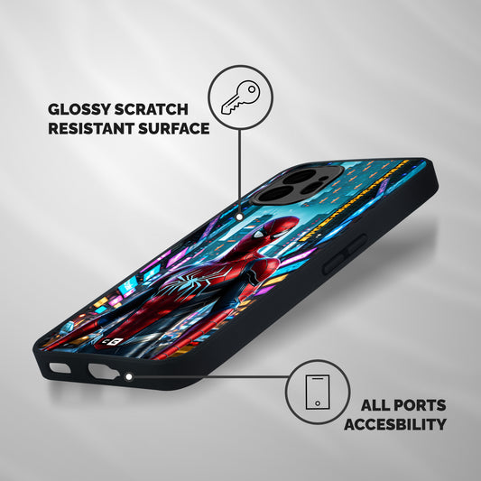 Spider Man Neon Sentinel Shockproof Hybrid Protection (Metal + TPU) Back Case Cover