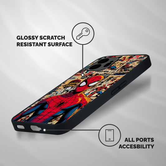 Spider Man Retro Comics Shockproof Hybrid Protection (Metal + TPU) Back Case Cover