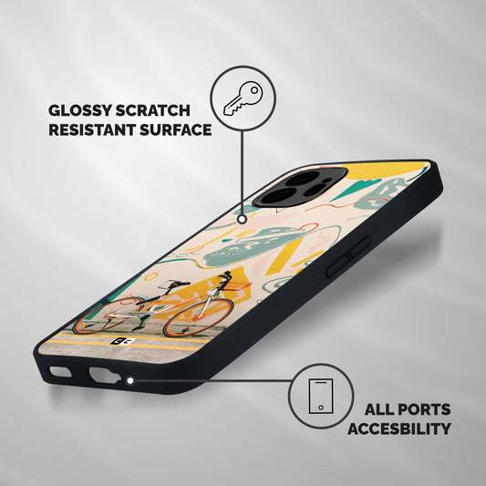 Street Art Bicycle Shockproof Hybrid Protection (Metal + TPU) Back Case Cover