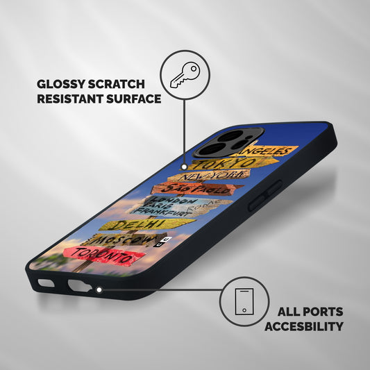 Travel Signs Shockproof Hybrid Protection (Metal + TPU) Back Case Cover