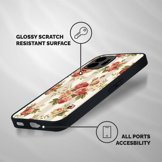 Vintage Color Flowers Shockproof Hybrid Protection (Metal + TPU) Back Case Cover