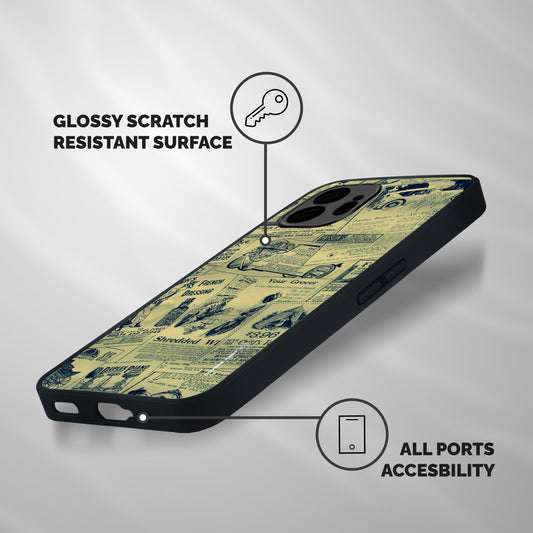 Vintage Newspaper Cutouts Shockproof Hybrid Protection (Metal + TPU) Back Case Cover