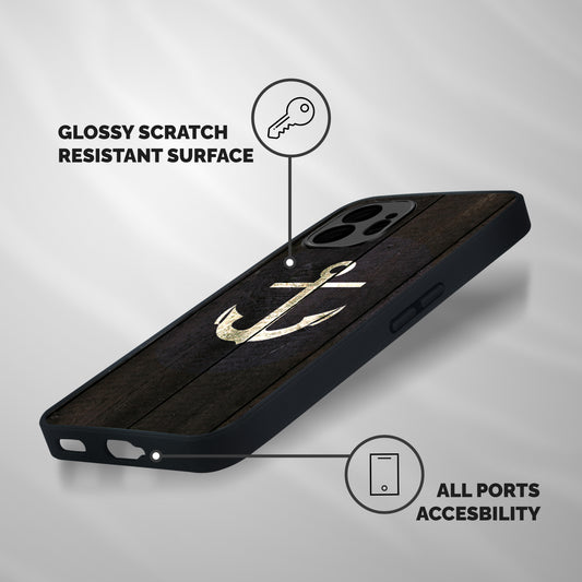 Wood Anchor Shockproof Hybrid Protection (Metal + TPU) Back Case Cover