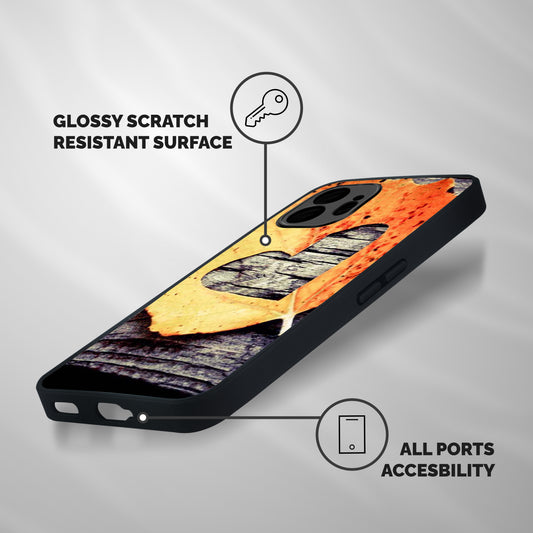 Wood Heart Leaf Shockproof Hybrid Protection (Metal + TPU) Back Case Cover