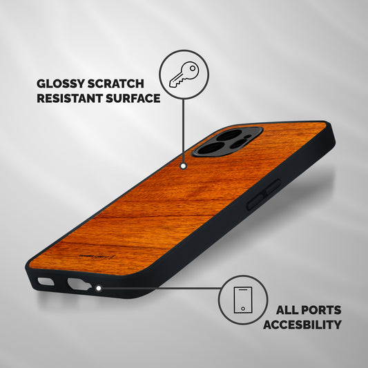 Wood Texture Design Shockproof Hybrid Protection (Metal + TPU) Back Case Cover