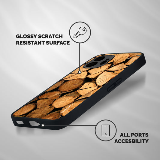 Wooden Logs Shockproof Hybrid Protection (Metal + TPU) Back Case Cover
